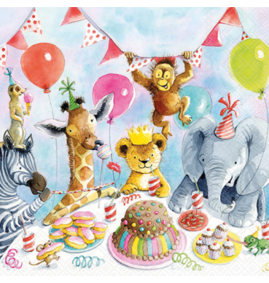 Motivserviette 33x33cm Kind.Party Tiere