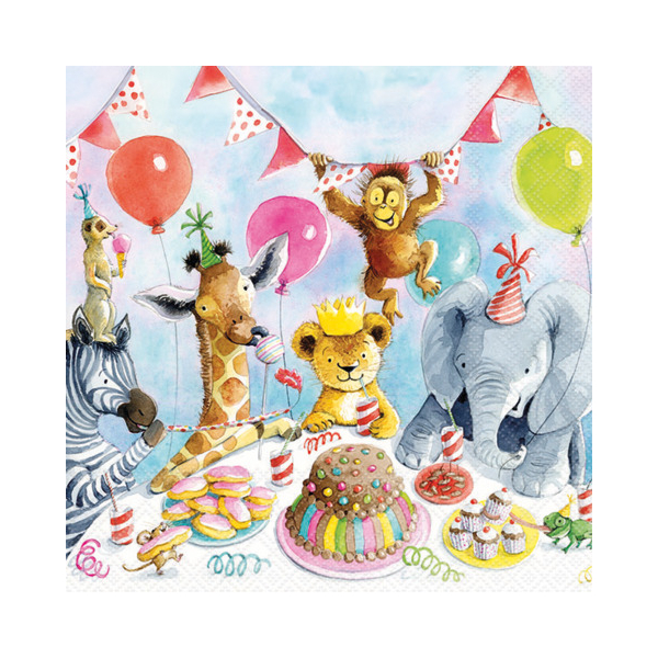 8712159202434 - Motivserviette 33x33cm KindParty Tiere 8712159202434 20 Stück