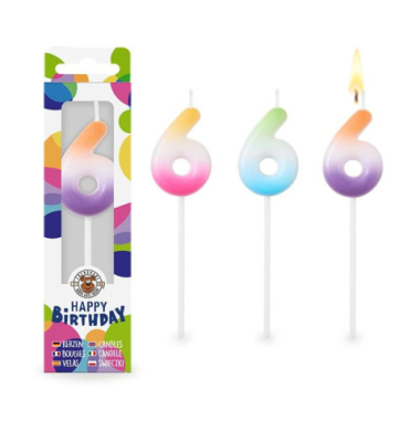 Geburtstagskerze Zahl 6 sortiert