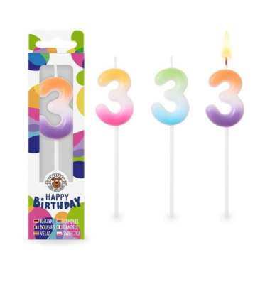 Geburtstagskerze Zahl 3 sortiert