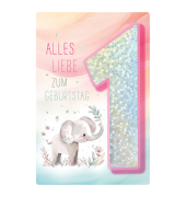 Geburtstagskarte Kinder Girls Zahl 1