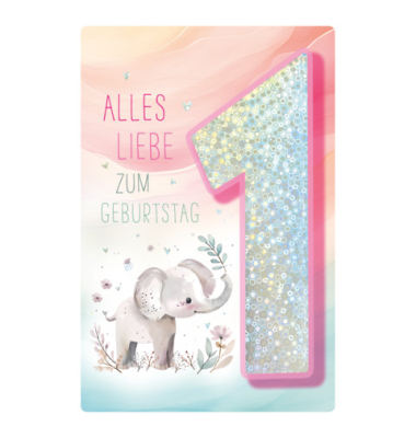 Geburtstagskarte Kinder Girls Zahl 1