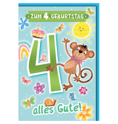 Geburtstagskarte Kinder Zahl 4