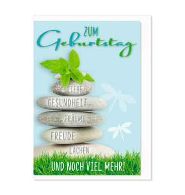 Geburtstagskarten 01-369 Steine farbig sortiert