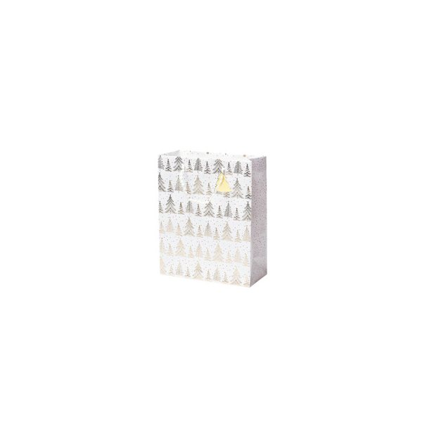 12 Stück Rössler Geschenktasche 13698562000, Goldene Bäume auf weiß, 180mm x 230mm 4014970496394 Rössler