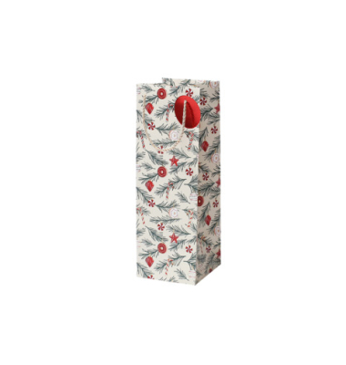 Geschenktasche 13638563000 Flaschentragetasche, Weihnachtliche Zweige, 120mm x 360mm