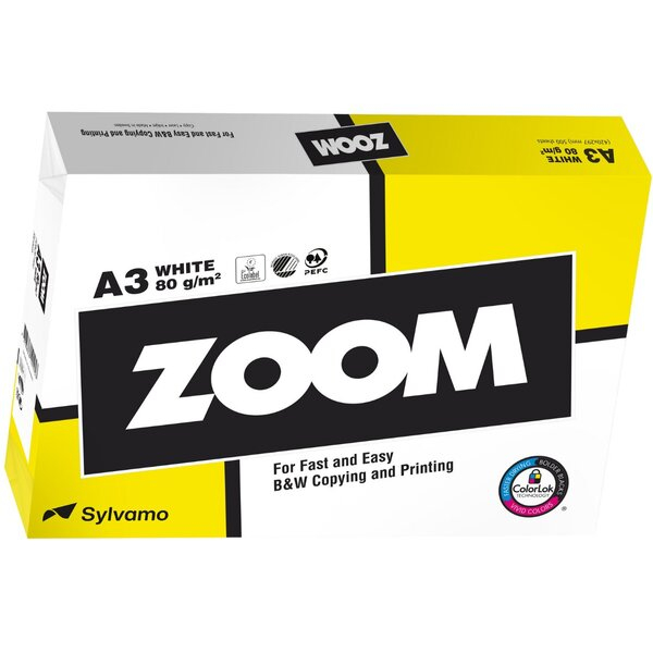2050000146510 - Zoom Kopierpapier DIN A3 80 gqm SW matt 1 Palette á 50000 Blatt Weißegrad 150 CIE holzfrei glatte Oberfläche für Laser- 50000 Blatt