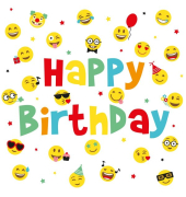 Servietten, 33 x 33 cm, Motiv Birthday Smileys