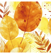 Servietten, 33 x 33 cm, Motiv Atelier Fashion Leaves tangerine