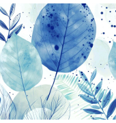 Servietten 1211-25010, blau/wei&szlig; / Atelier Fashion Leaves blues Colour, 3-lagig, (LxB) 33x33cm