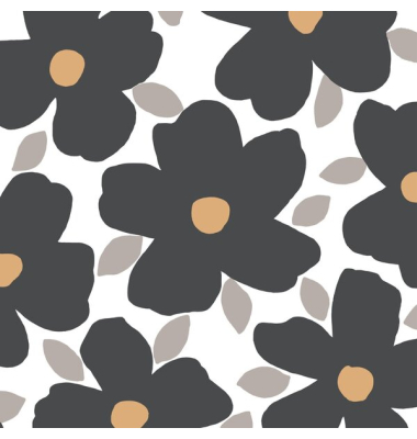 Servietten 1207-25157, mehrfarbig / schwarze Bl&uuml;ten, 3-lagig, 33x33cm