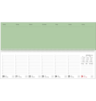 Querkalender 136-0011, 1 Woche / 2 Seiten, 36,2x10,6cm (BxH), 2026