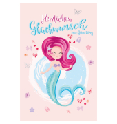 Geburtstagskarten 51-7655 11,5x17 cm 115mm x 170mm (BxH) Meerjungfrau bunt