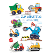 Geburtstagskarten 51-5350 11,5x17 cm 115mm x 170mm (BxH) Bagger bunt