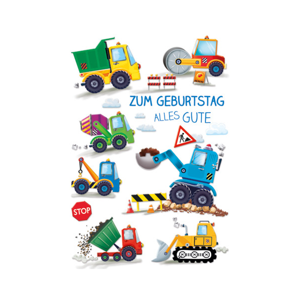 6 Stück Alpedia Geburtstagskarten 51-5350 11,5x17 cm 115mm x 170mm (BxH) Bagger bunt 9004546585183 Alpedia