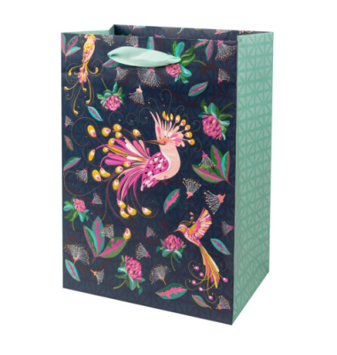 Geschenktasche 46 809, allgemein, mit Trageband / Geschenkanh&auml;nger, Tropical Birds, 22cm x 30cm