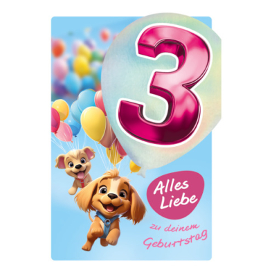 Geburtstagskarte Kinder Girls Zahl 3