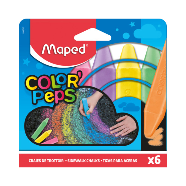 6 Stück Maped Straßenmalkreide, 936010, farbig sortiert 3154149360109 Maped 6 Stück