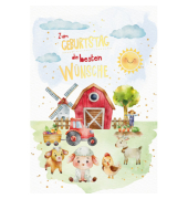 Geburtstagskarten 51-10620 11,5x17 cm 115mm x 170mm (BxH) Bauernhof bunt