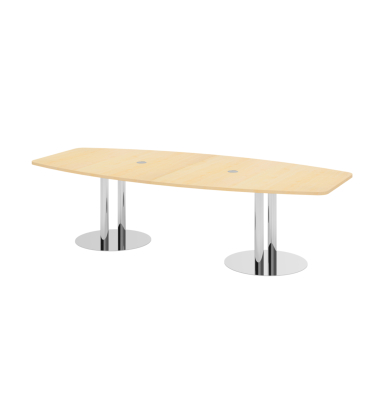 Konferenztisch, 75,5cm (H), 280x85-130cm (BxT), 10 Personen, Tonnenform, ahorn / chrom