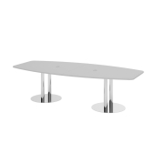 Konferenztisch K-Serie, 75,5cm (H), 280x85-130cm (BxT), 10 Personen, Tonnenform, grau / chrom