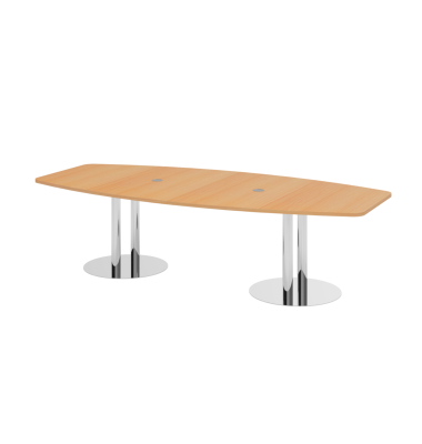 Konferenztisch VKT, 75,5cm (H), 280x85-130cm (BxT), 10 Personen, Tonnenform, buche / chrom