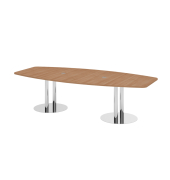 Konferenztisch K-Serie, 75,5cm (H), 280x85-130cm (BxT), 10 Personen, Tonnenform, nussbaum / chrom