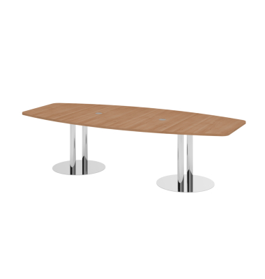 Konferenztisch VKT, 75,5cm (H), 280x85-130cm (BxT), 10 Personen, Tonnenform, nussbaum / chrom