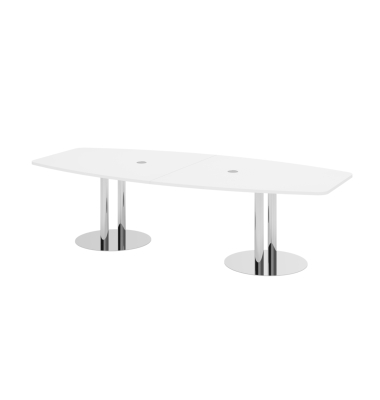 Konferenztisch VKT, 75,5cm (H), 280x85-130cm (BxT), 10 Personen, Tonnenform, wei&szlig; / chrom