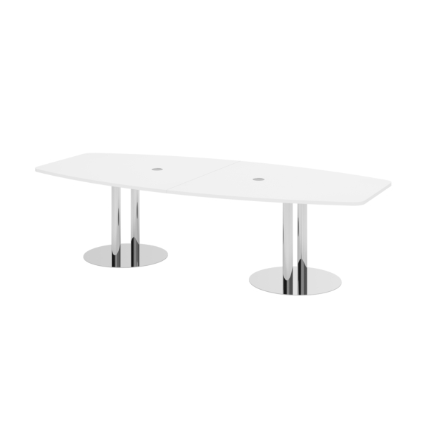 4032062147504 - Konferenztisch VKT 755cm (H) 280x85-130cm (BxT) 10 Personen Tonnenform weiß   chrom 4032062147504 Hammerbacher