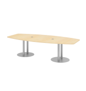 Konferenztisch VKT, 75,5cm (H), 280x85-130cm (BxT), 10 Personen, Tonnenform, ahorn / silber