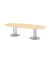 Konferenztisch, 75,5cm (H), 280x85-130cm (BxT), 10 Personen, Tonnenform, ahorn / silber