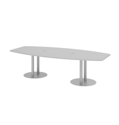 Konferenztisch VKT, 75,5cm (H), 280x85-130cm (BxT), 10 Personen, Tonnenform, grau / silber