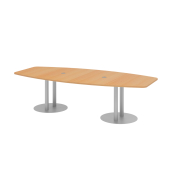 Konferenztisch VKT, 75,5cm (H), 280x85-130cm (BxT), 10 Personen, Tonnenform, buche / silber