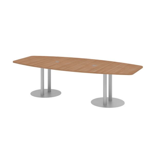 4032062157473 - Konferenztisch VKT 755cm (H) 280x85-130cm (BxT) 10 Personen Tonnenform nussbaum   silber 4032062157473 Hammerbacher