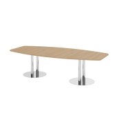 Konferenztisch K-Serie, 75,5cm (H), 280x85-130cm (BxT), 10 Personen, Tonnenform, eiche / chrom