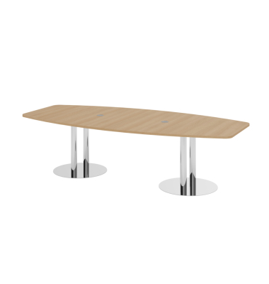Konferenztisch VKT, 75,5cm (H), 280x85-130cm (BxT), 10 Personen, Tonnenform, eiche / chrom