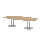 Konferenztisch K-Serie, 75,5cm (H), 280x85-130cm (BxT), 10 Personen, Tonnenform, eiche / silber