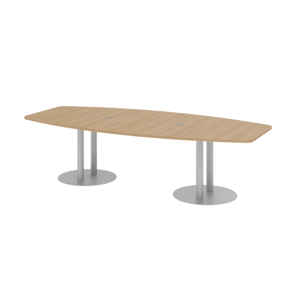 4032062157510 - Konferenztisch VKT 755cm (H) 280x85-130cm (BxT) 10 Personen Tonnenform eiche   silber 4032062157510 Hammerbacher