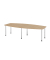Konferenztisch, manuell höhenverstellbar 72-74cm (H), 280cmx85-130cm (BxT), 10 Personen, Tonnenform, eiche / chrom