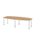 Konferenztisch, manuell höhenverstellbar 72-74cm (H), 280cmx85/130cm (BxT), 10 Personen, Tonnenform, asteiche / chrom