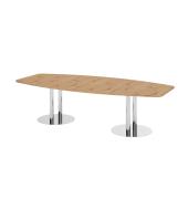 Konferenztisch K-Serie, 75,5cm (H), 280x85-130cm (BxT), 10 Personen, Tonnenform, asteiche / chrom