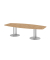 Konferenztisch K-Serie, 75,5cm (H), 280x85-130cm (BxT), 10 Personen, Tonnenform, asteiche / silber