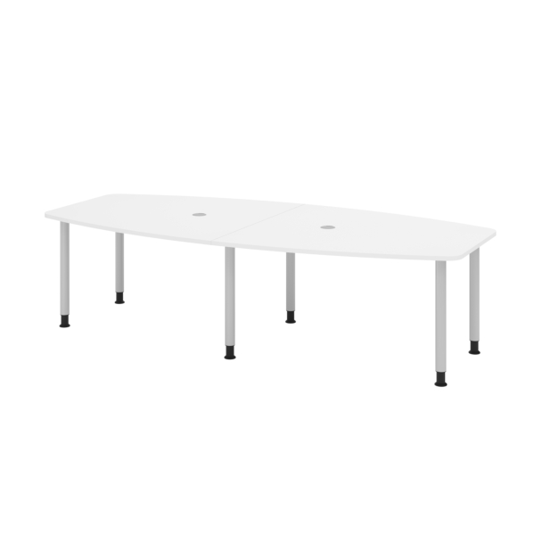 4032062315156 - Konferenztisch manuell höhenverstellbar 72-74cm (H) 280cmx85-130cm (BxT) 10 Personen Tonnenform weiß   silber 4032062315156