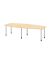 Konferenztisch, manuell höhenverstellbar 72-74cm (H), 280cmx85-130cm (BxT), 10 Personen, Tonnenform, ahorn / silber