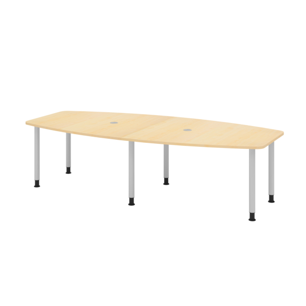 4032062315835 - Konferenztisch manuell höhenverstellbar 72-74cm (H) 280cmx85-130cm (BxT) 10 Personen Tonnenform ahorn   silber 403206231583