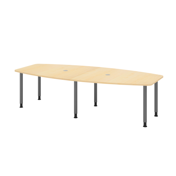 4032062315842 - Konferenztisch manuell höhenverstellbar 72-74cm (H) 280cmx85 130cm (BxT) 10 Personen Tonnenform ahorn   graphit 40320623158