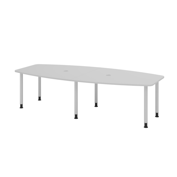4032062315866 - Konferenztisch manuell höhenverstellbar 72-74cm (H) 280cmx85-130cm (BxT) 10 Personen Tonnenform lichtgrau   silber 40320623