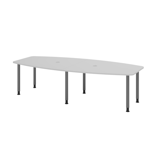 4032062315873 - Konferenztisch manuell höhenverstellbar 72-74cm (H) 280cmx85 130cm (BxT) 10 Personen Tonnenform lichtgrau   graphit 4032062