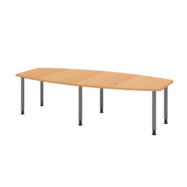 4032062315903 - Konferenztisch manuell höhenverstellbar 72-74cm (H) 280cmx85 130cm (BxT) 10 Personen Tonnenform buche   graphit 40320623159